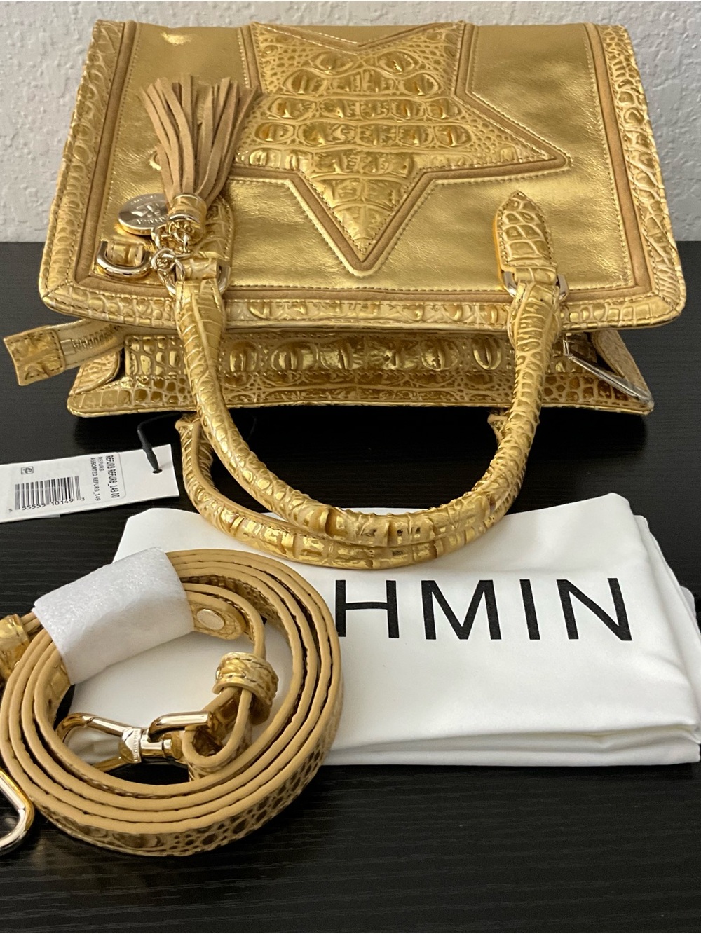 Brahmin Cami GOLD PEYSON Satchel Crossbody Shoulder W/Appliqué Star - Picture 8 of 11